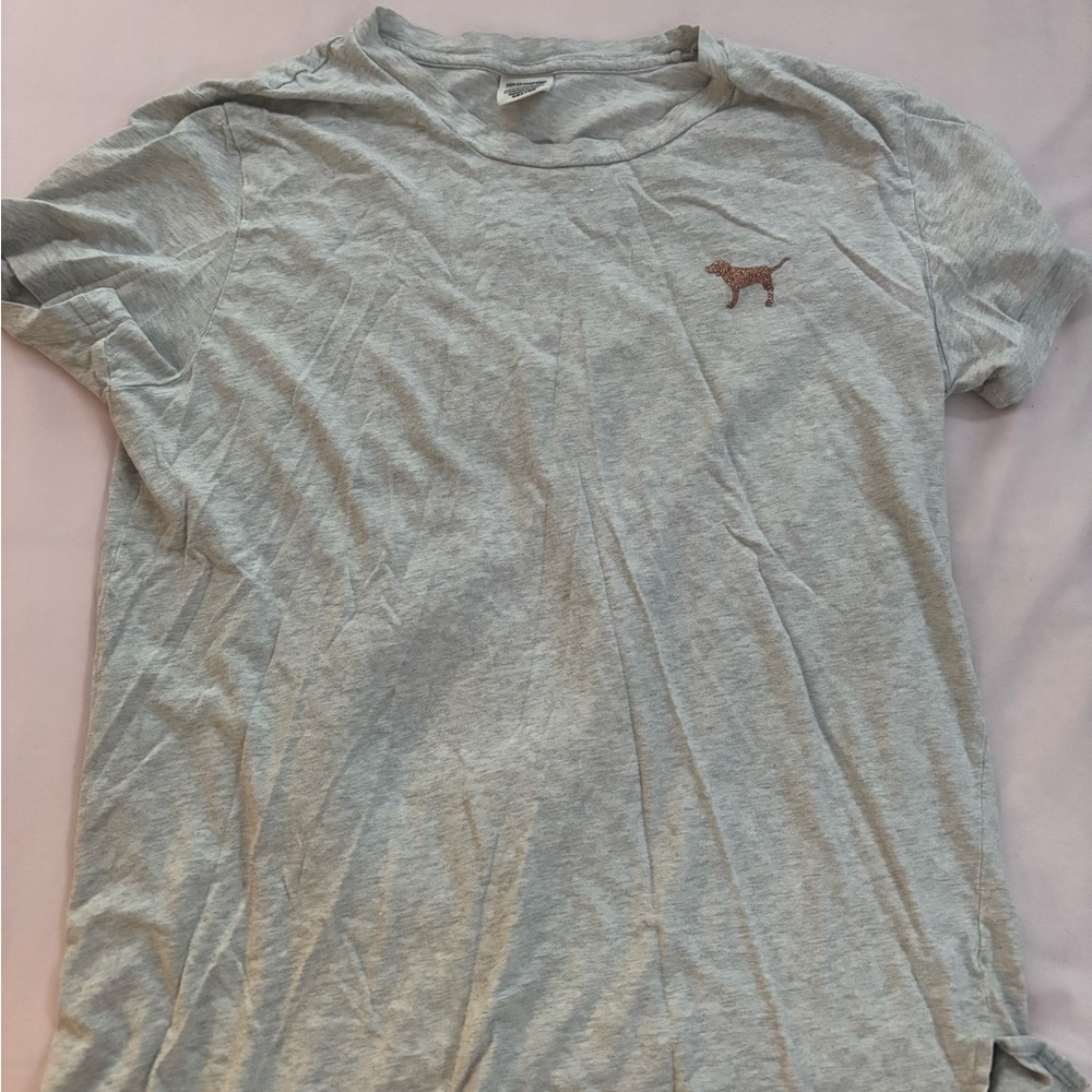 PINK Gray T-Shirt with Dog Logo